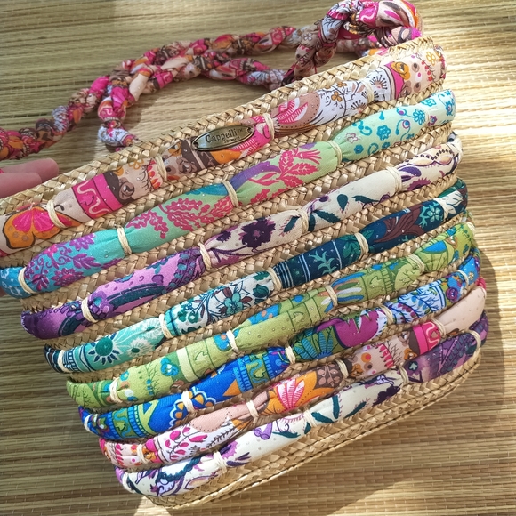 Hurry! Store Close Next Week!! Rare Cappelli Multi cloth colour Straw Bag - Picture 2 of 7